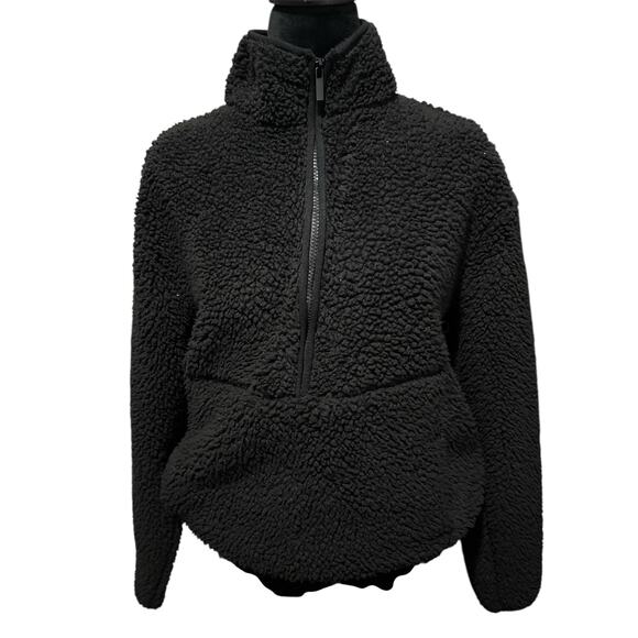 No Boundaries Sweaters - No Boundaries Black Sherpa Fleece Half‑Zip Pullover – Juniors L, EUC